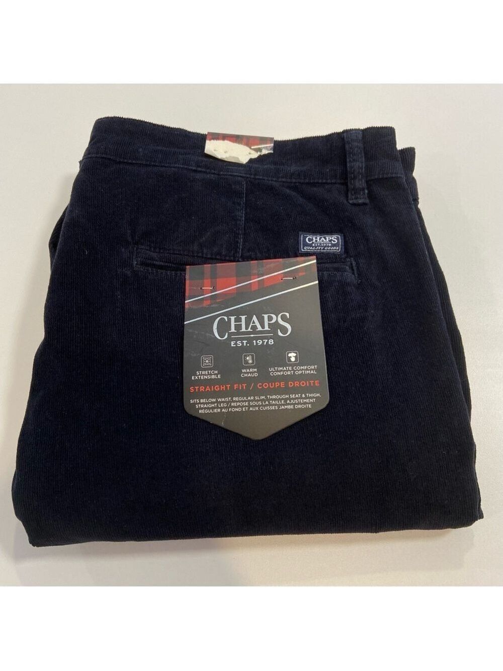 Chaps black corduroy warm straight men’s pants 36 NWT cozy casual office style
